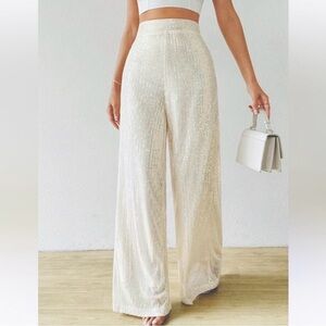 NEW House of Harlow 1960 Irolo wide-leg, high-waist sequin pants